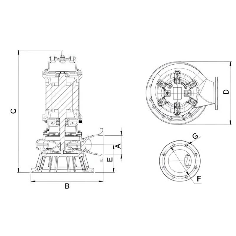 CSWQ_150-200_dimensions Насос дренажный Vodotok 110CSWQ80-28-15(3S,4P,NSK,380V)-VAV
