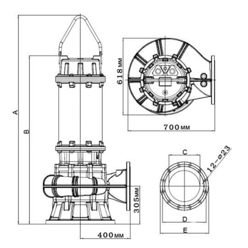 Насос дренажный Vodotok 250CSWQ450-15-30(3S, 4P,NSK,380V)-VAV