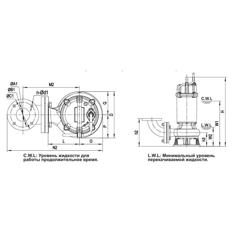 Насос дренажный Vodotok 65WQD15-15-1.5(2P,220V)-VAB