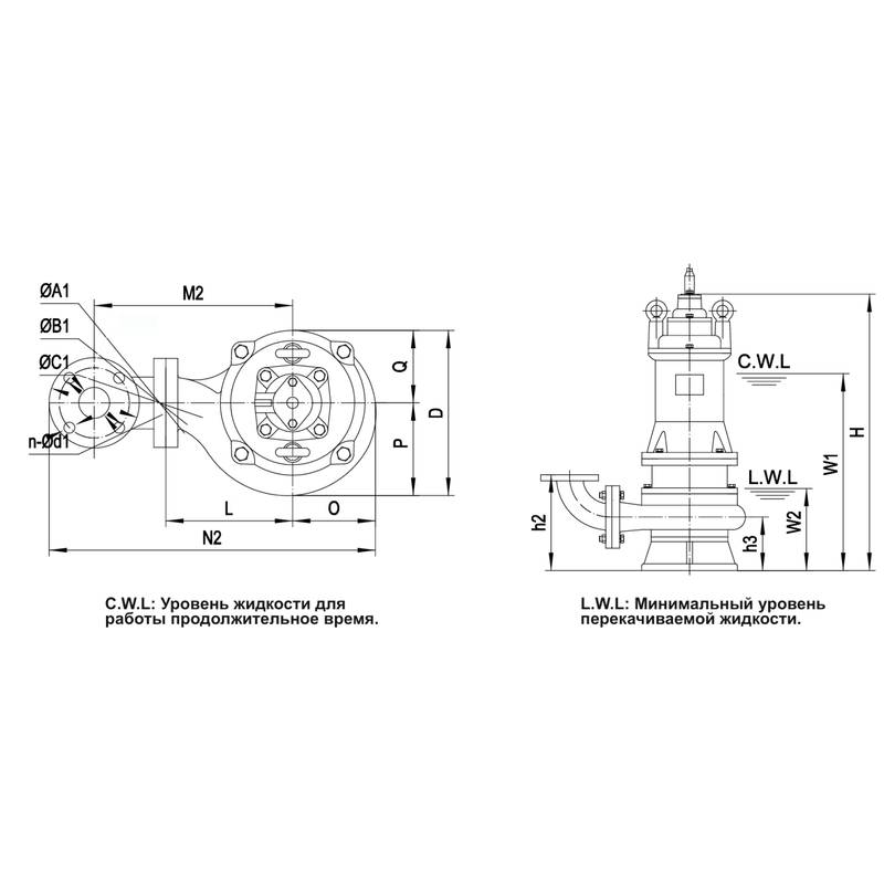 Насос дренажный Vodotok 100WQ60-13-4(2P,380V)-VAB