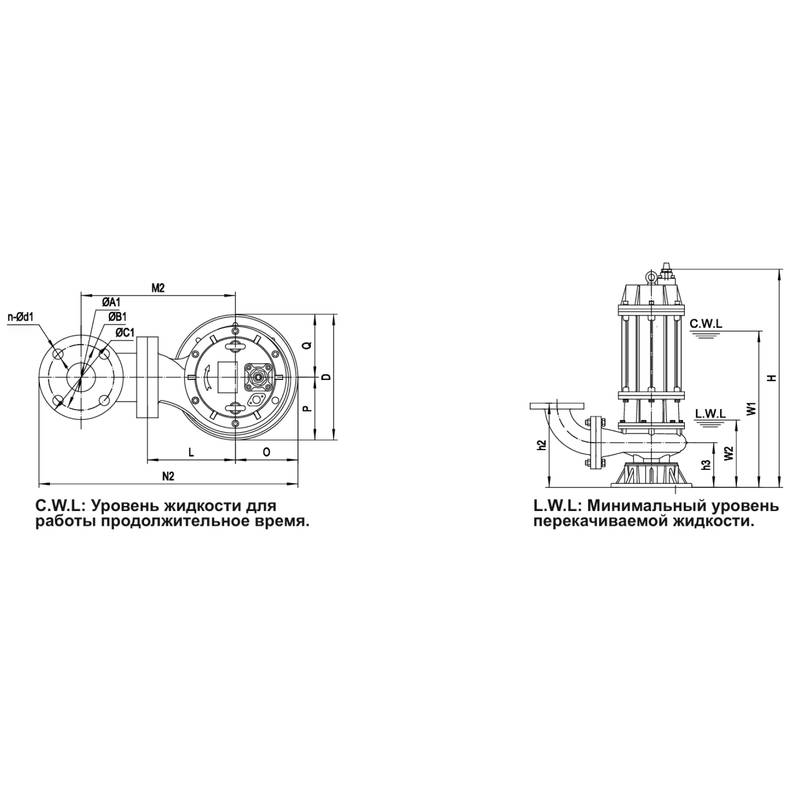 Насос дренажный Vodotok 150WQ100-14-7.5(2P,380V)-VAB