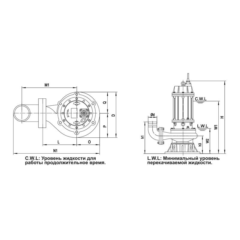 Насос дренажный Vodotok 150WQ110-10-5.5(4P,380V)-VAB