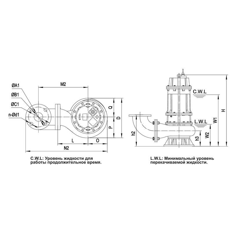 Насос дренажный Vodotok 150WQ150-28-22(4P,380V,NSK,2S)-VAB