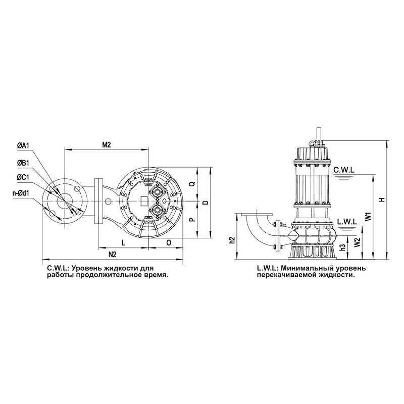 Насос дренажный Vodotok 300WQ610-25-75(4P,380V,NSK,3S,Bur)-VAB