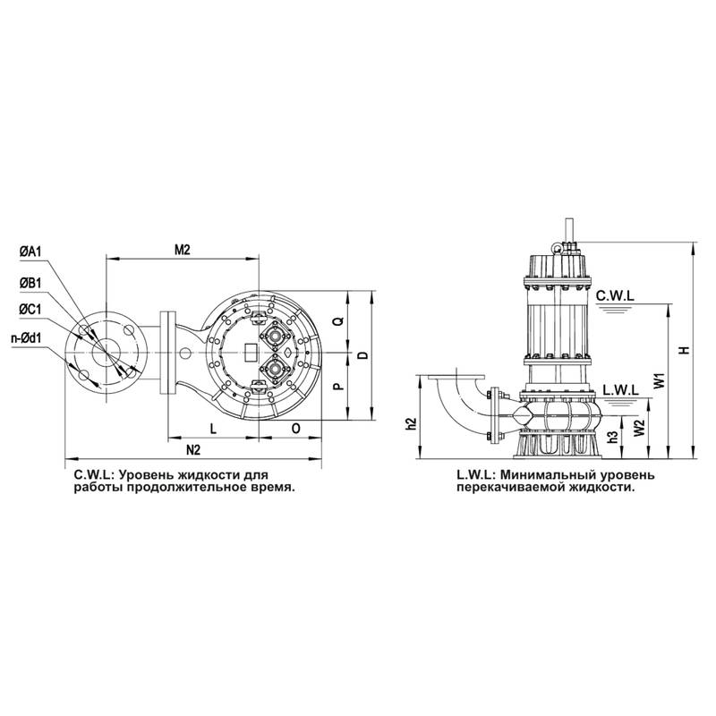 Насос дренажный Vodotok 400WQ900-11-45(6P,380V,NSK,3S,Bur)-VAB