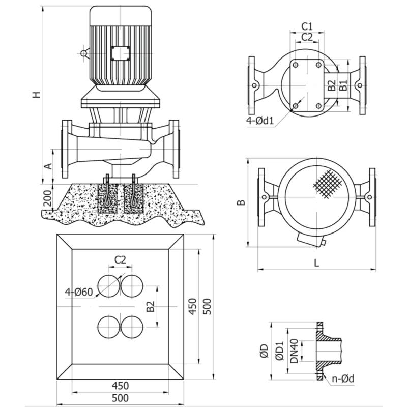 Насос Vodotok LPP40-19-1.1/2(IE3,16Bar,380V)-V