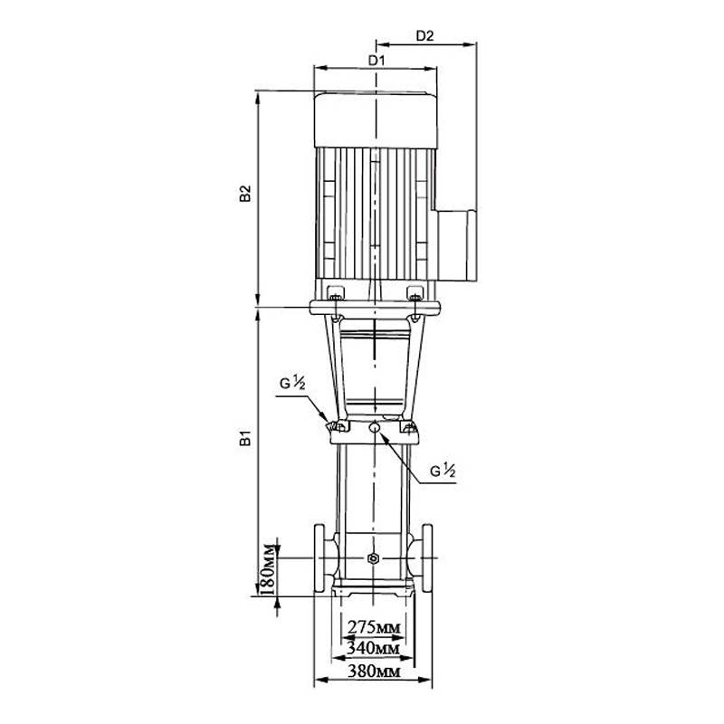 LVR_150_dimensional Насос повышения давления Vodotok LVR150-5-2-V (IE3, NSK, 380V)