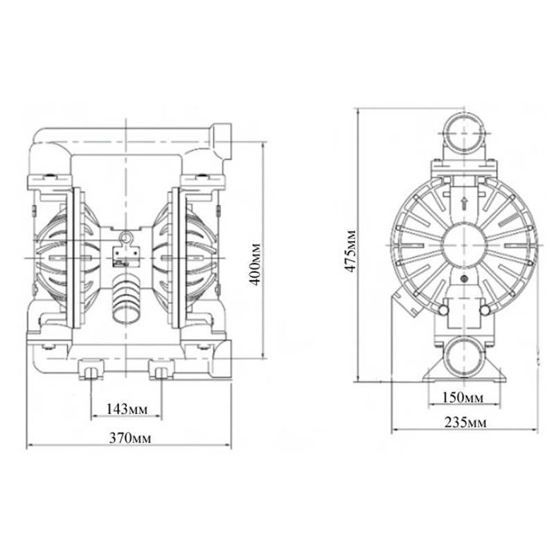 Насос диафрагменный Vodotok GMB2P-40TFF (PP/TEFLON)