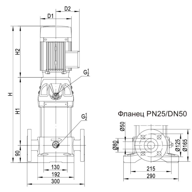 Насос вертикальный многоступенчатый CNP CDM20-16 (высокотемпературное исполнение)