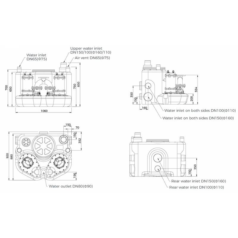 Насосная станция канализационная LEO WT350-15-15-3×2-WPA