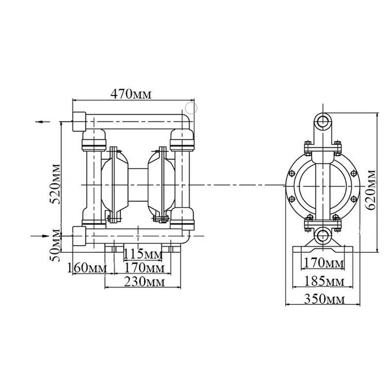 Насос диафрагменный Vodotok GMB2S-50TFF (SS304/TEFLON)