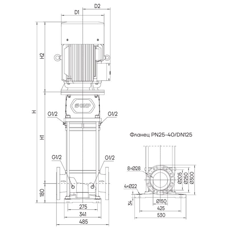 Насос вертикальный многоступенчатый CNP CDM155-3 (высокотемпературное исполнение)