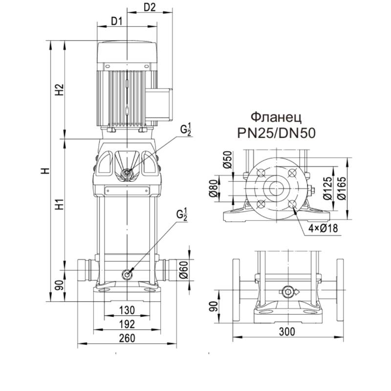 Насос вертикальный многоступенчатый CNP CDMF15-14 (высокотемпературное исполнение)