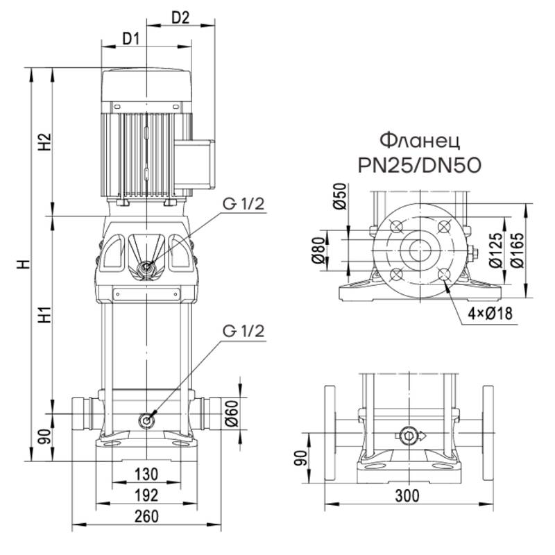 Насос вертикальный многоступенчатый CNP CDMF20-1 (высокотемпературное исполнение)