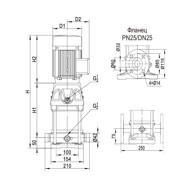 Насос вертикальный многоступенчатый CNP CDMF3-6 (220В) (стандартное исполнение)