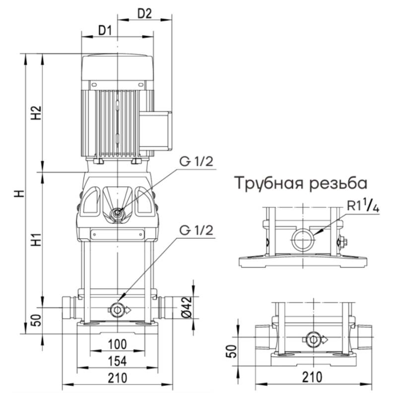 Насос вертикальный многоступенчатый CNP CDMF5-27 (резьба) (стандартное исполнение)