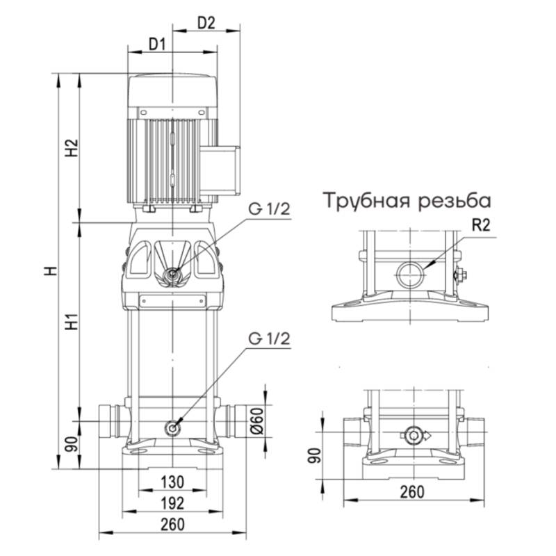 Насос вертикальный многоступенчатый CNP CDMF15-7 (резьба) (стандартное исполнение)