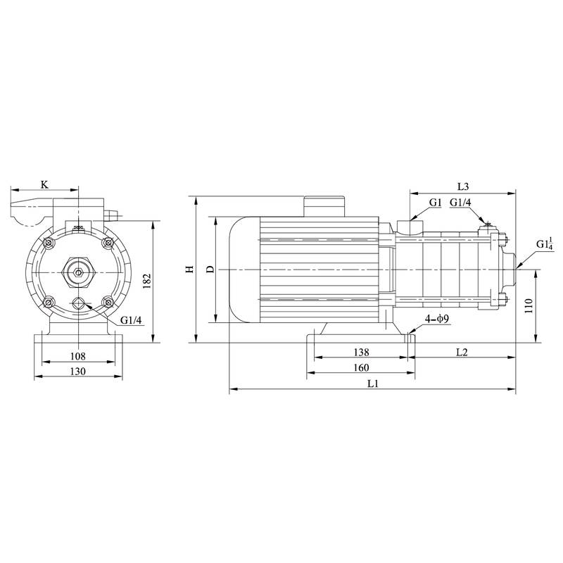 Насос горизонтальный многоступенчатый CNP CHLF4-40 (220В) (стандартное исполнение)