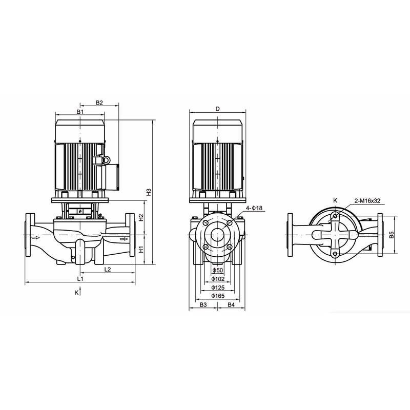 Насос вертикальный одноступенчатый циркуляционный CNP TD50-59G/2 (нормальное давление)