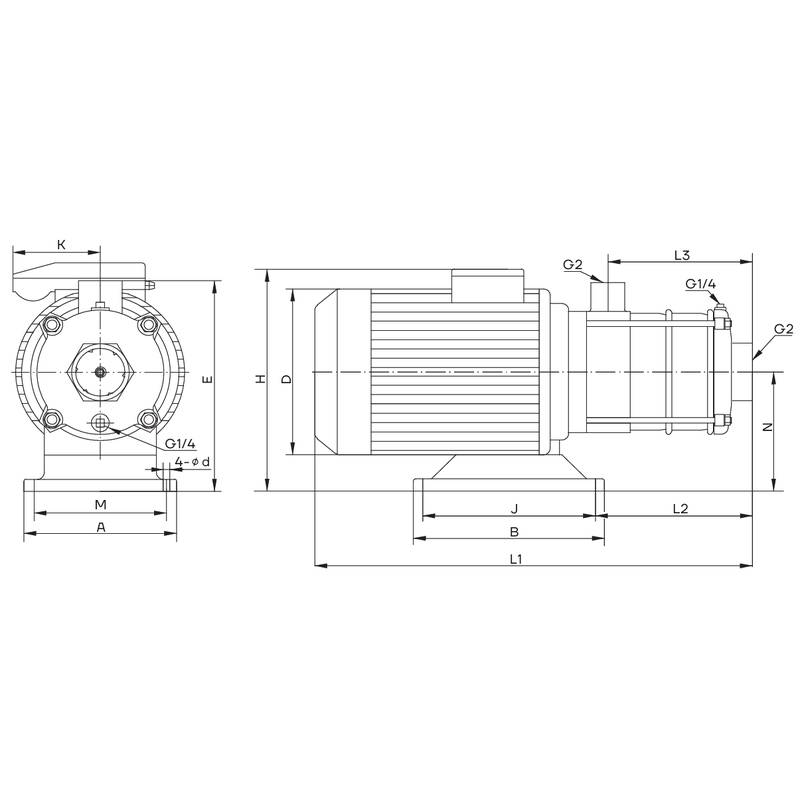 CHLF-T_15_dimensional Насос горизонтальный многоступенчатый CNP CHLF15-10 (стандартное исполнение)