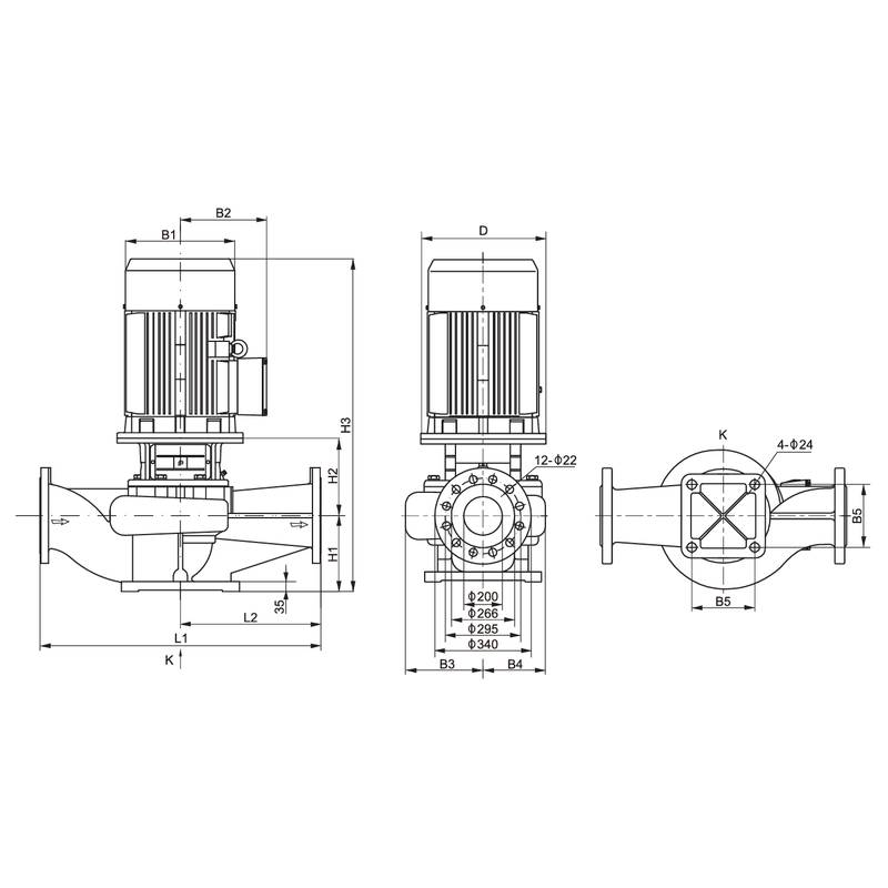 Насос вертикальный одноступенчатый циркуляционный CNP TD200-53/4 (нормальное давление)