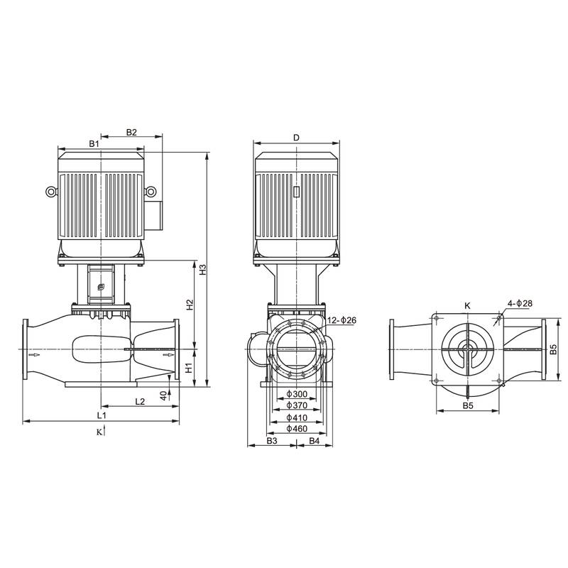 Насос вертикальный одноступенчатый циркуляционный CNP TD300-44/4 (высокое давление)