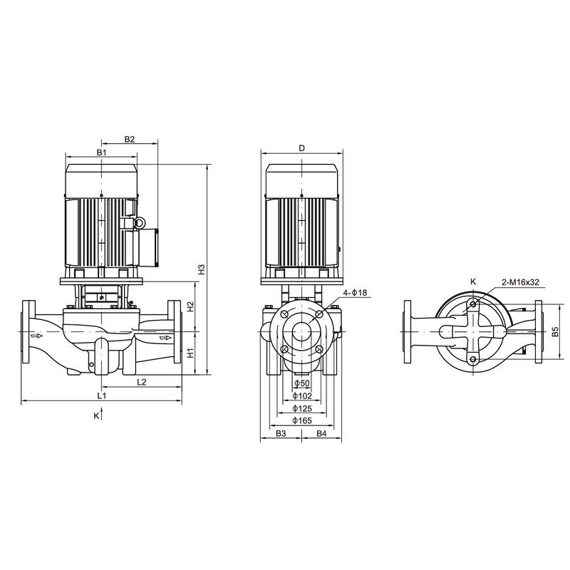Насос вертикальный одноступенчатый циркуляционный CNP TD50-12G/2 (высокое давление)