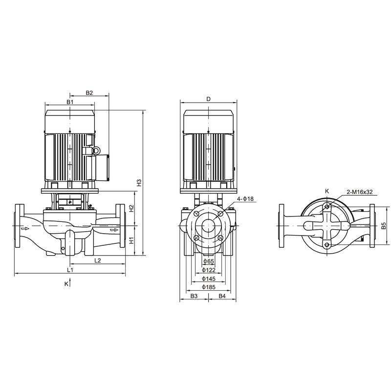 Насос вертикальный одноступенчатый циркуляционный CNP TD65-37G/2 (высокое давление)