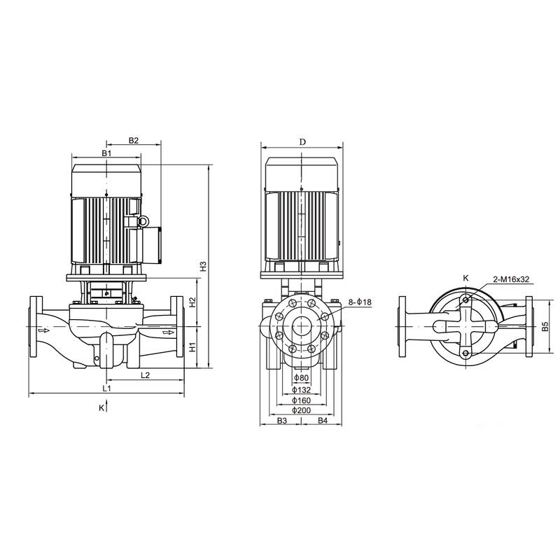 Насос вертикальный одноступенчатый циркуляционный CNP TD80-47G/2 (высокое давление)