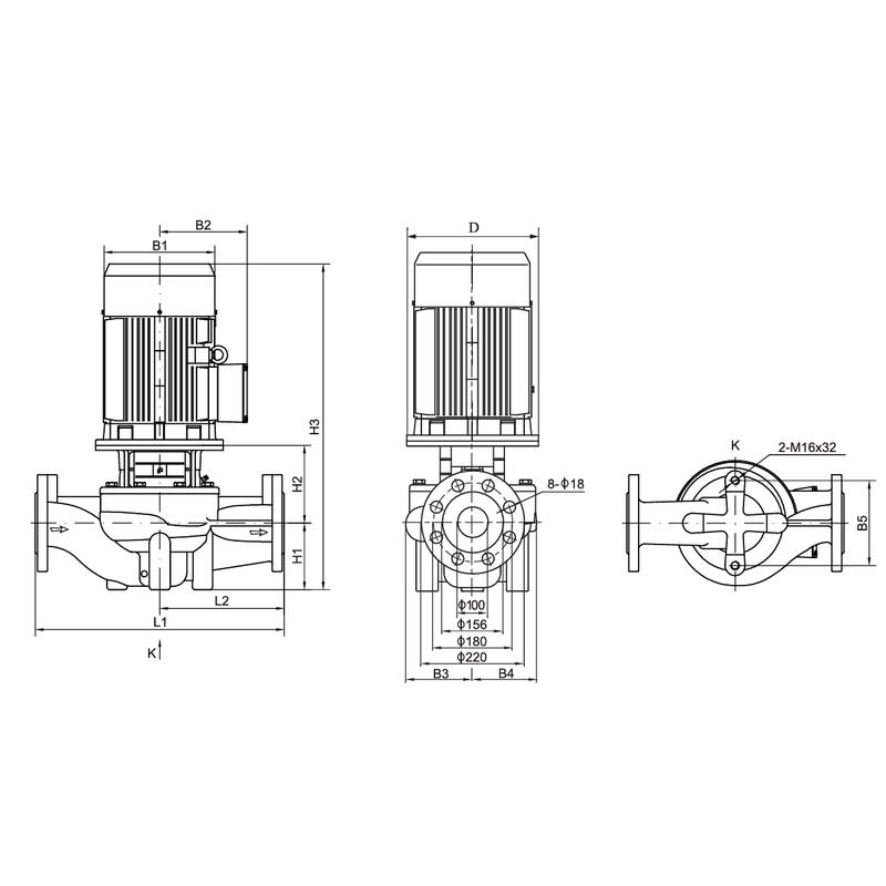 Насос вертикальный одноступенчатый циркуляционный CNP TD100-52G/2 (нормальное давление)