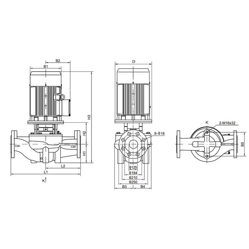 Насос вертикальный одноступенчатый циркуляционный CNP TD125-11G/4 (высокое давление)
