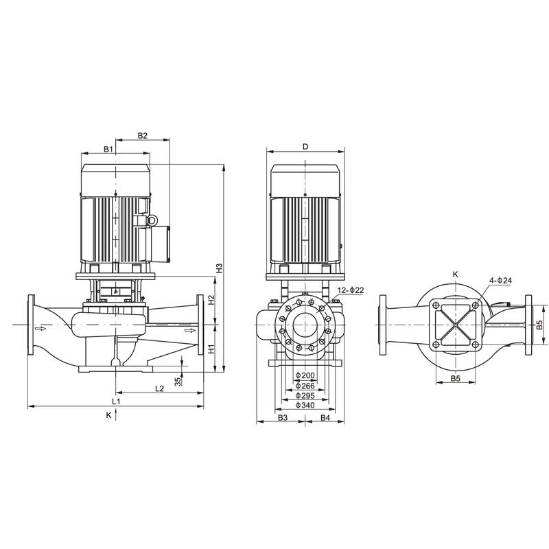 Насос вертикальный одноступенчатый циркуляционный CNP TD250-22/4 (высокое давление)