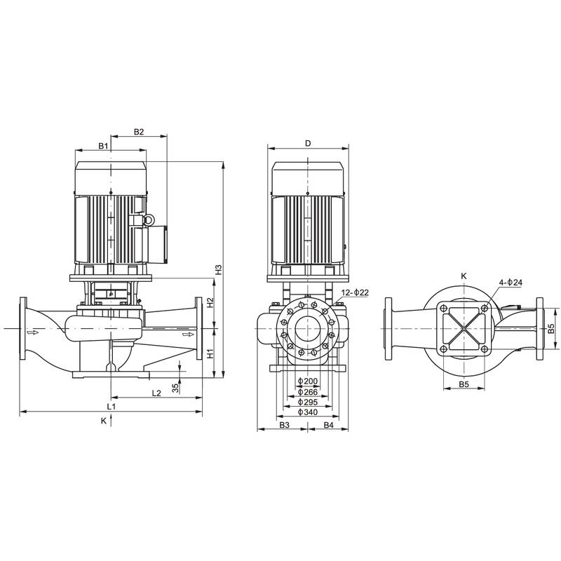 Насос вертикальный одноступенчатый циркуляционный CNP TD250-32/4 (нормальное давление)
