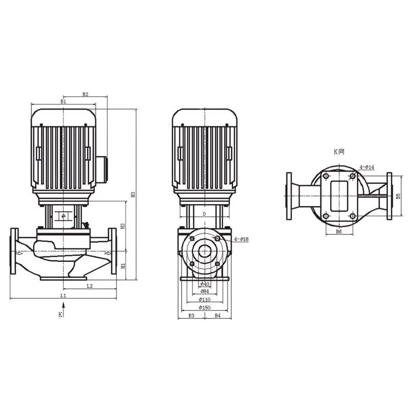 TD40-I_dimensional Насос вертикальный одноступенчатый циркуляционный CNP TD40-15(I)/2 (высокое давление)