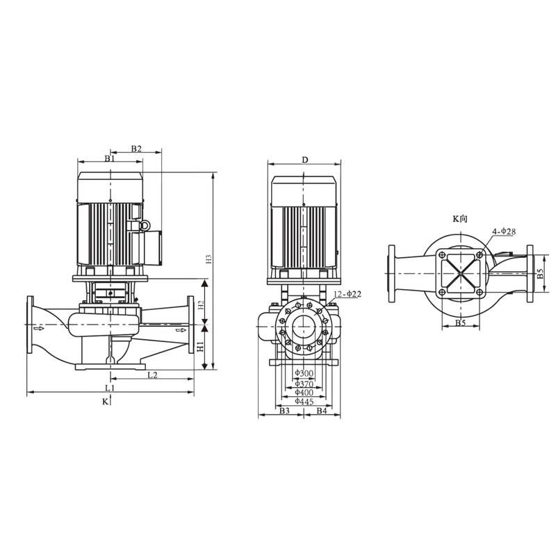 Насос вертикальный одноступенчатый циркуляционный CNP TD300-15(I)/4 (нормальное давление)