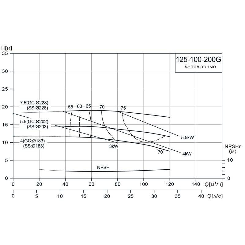 NIS-G_4p_125-100-200_Q Консольно-моноблочный насос CNP NIS125-100-200G (4 кВт)