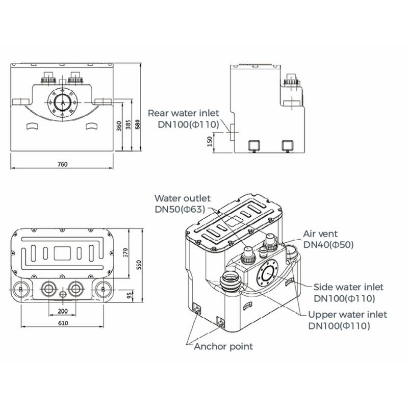 Канализационная насосная станция LEO WTD250-13-10-1.1×2-NPA/QG