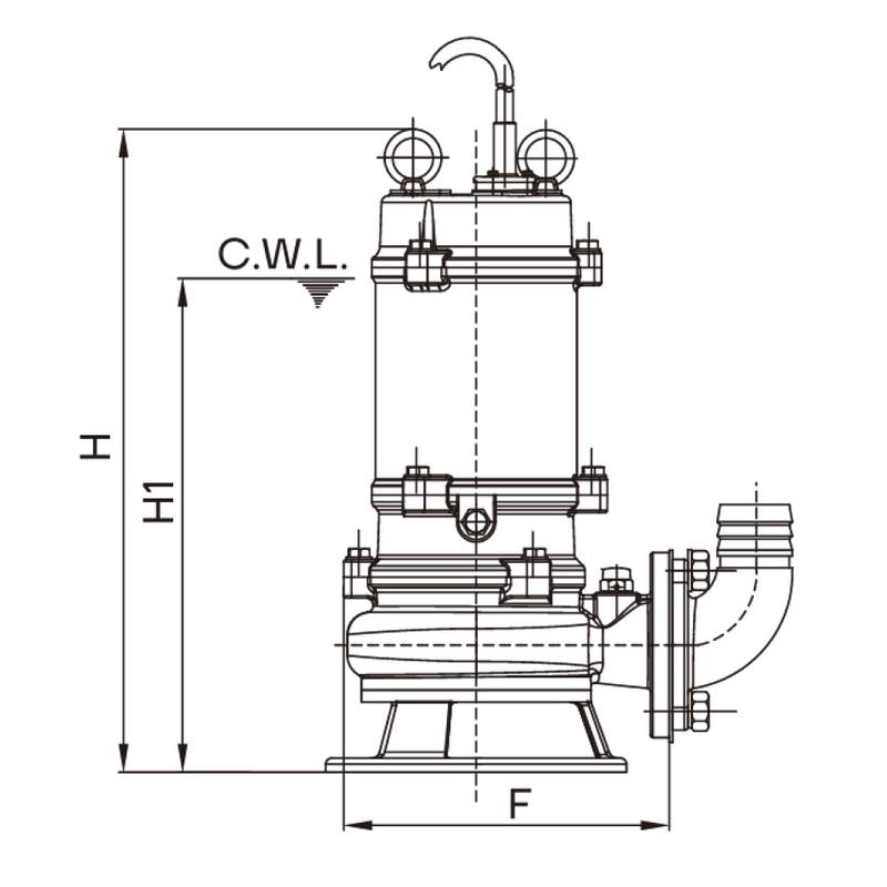 install-flexible-hose Насос канализационный погружной CNP 80WQ50-12-4ESW(I) (под колено под гибкий шланг)