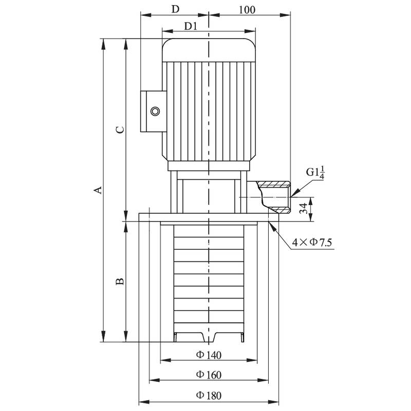 Полупогружной вертикальный многоступенчатый CNP CDLK1-130/13 (стандартное исполнение)