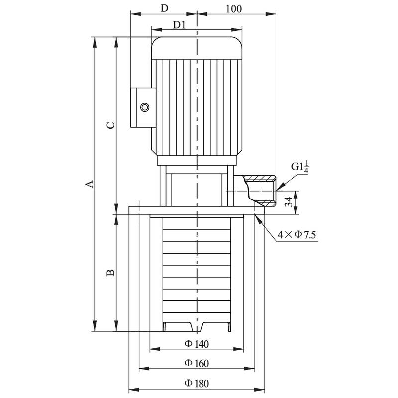 Полупогружной вертикальный многоступенчатый CNP CDLK2-140/14 (стандартное исполнение)