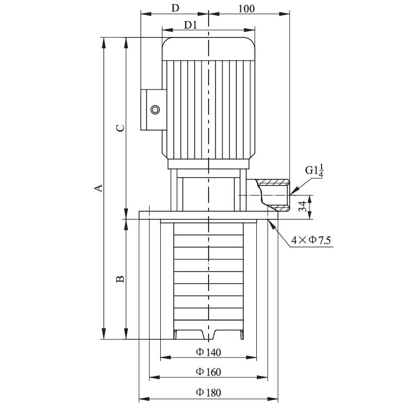 Полупогружной вертикальный многоступенчатый CNP CDLK4-40/4 (стандартное исполнение)