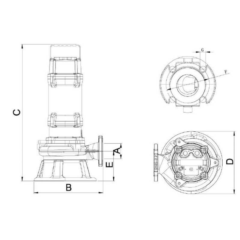 CSWQ_50-100_dimension Насос погружной канализационный Vodotok 50CSWQ15-15-1.5F(2P,220V)-VAV