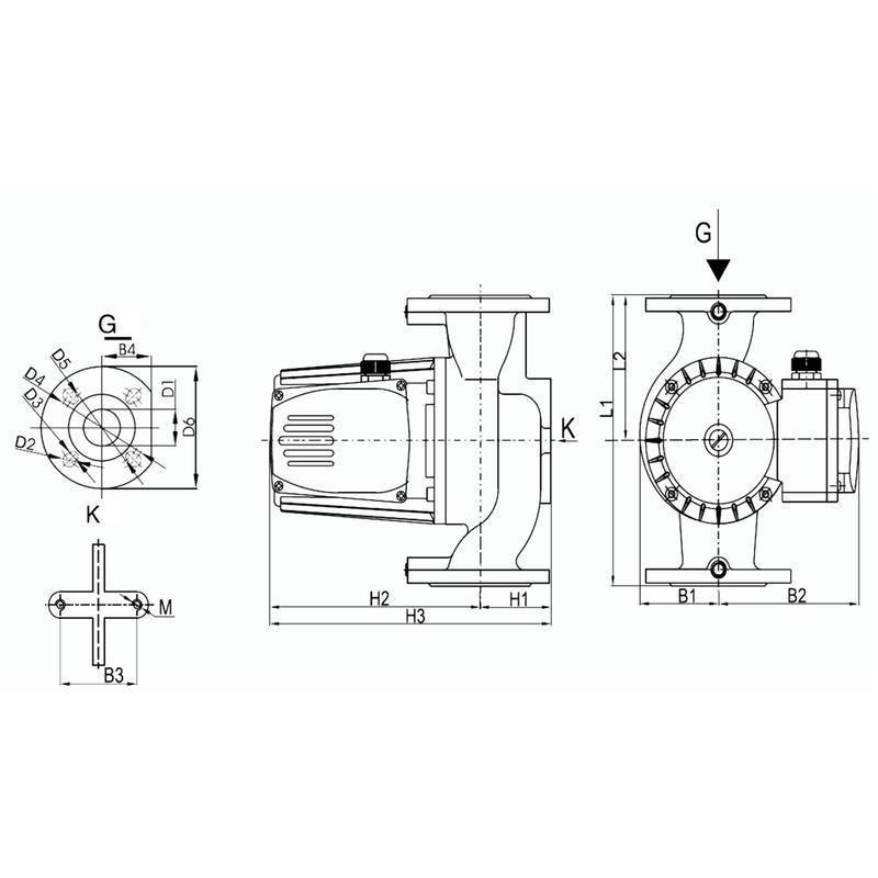 CMS(L)40-6F1S_dimensional Циркуляционный насос Aikon CMS(L)40-6F1S