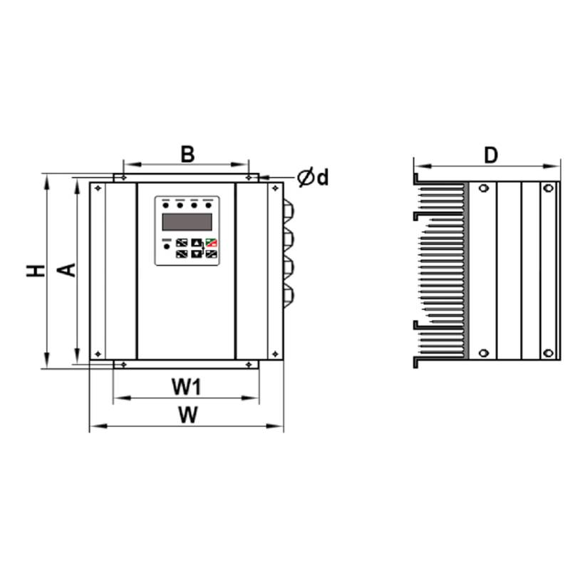 PD_ES_IP65_dimensional Преобразователь частоты Aikon PDES04D0K-4T-IP65 (IP65)