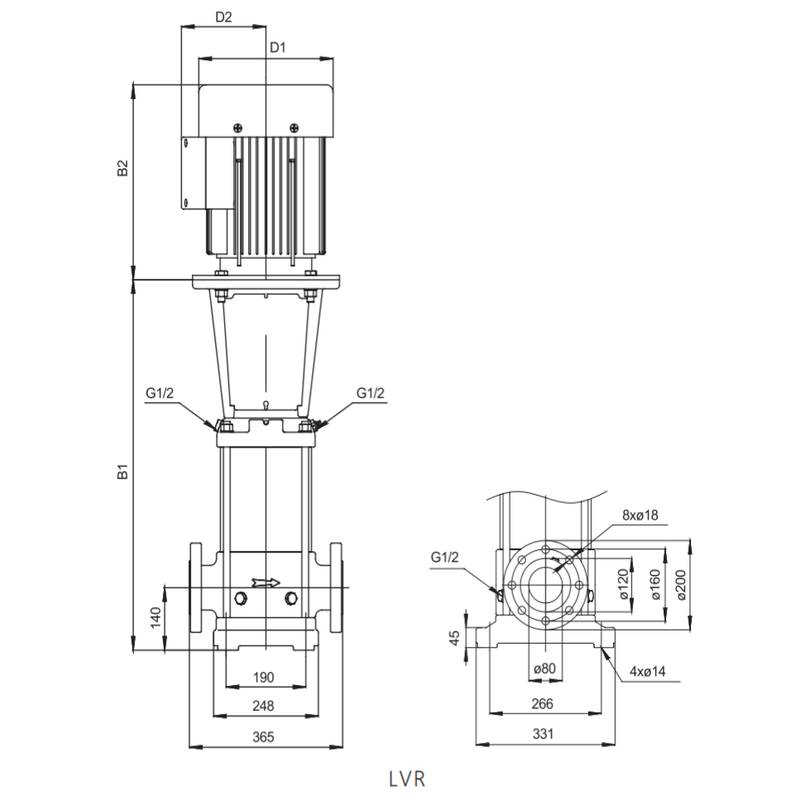 dimensional-drawing-lvr45 Насос повышения давления LEO LVR45-7-2 (380В)