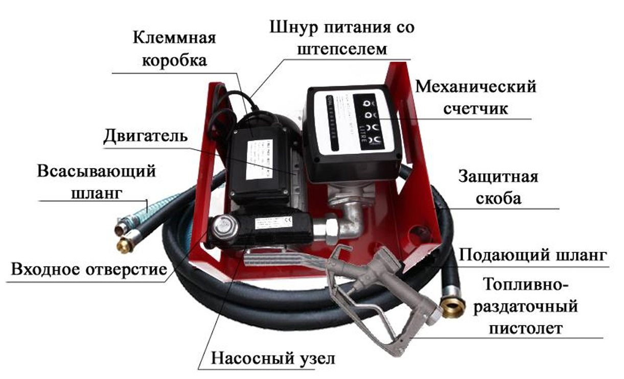 Схема устройства насоса модели НДТ-100л/220В-К-Ч