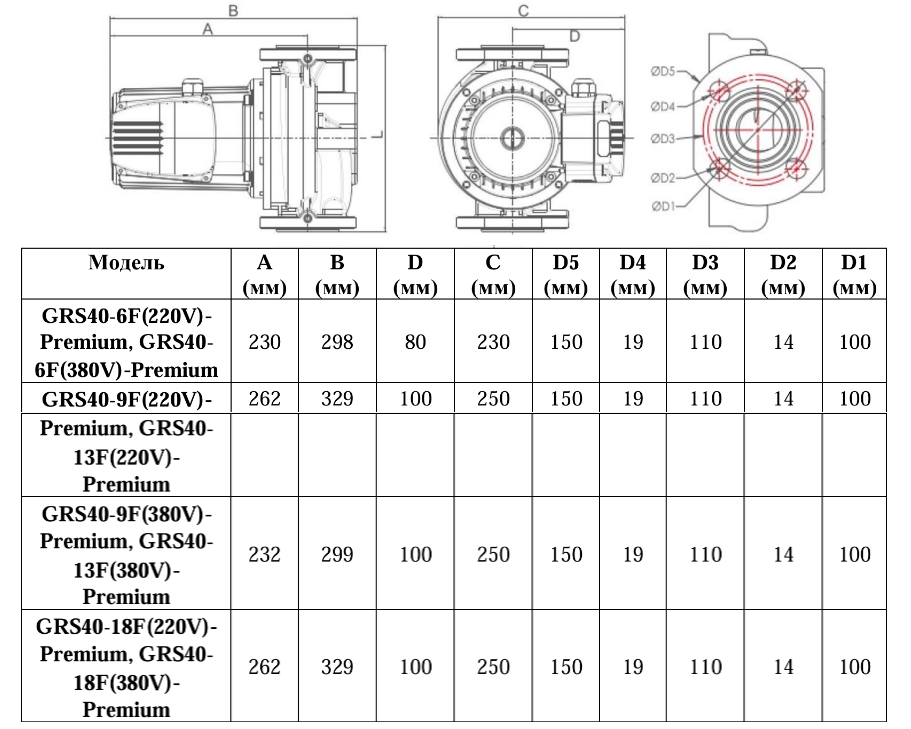 Насос циркуляционный Vodotok GRS40-9F(220В)-Premium