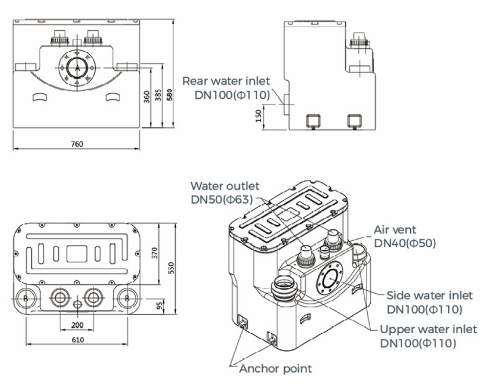 Канализационная насосная станция LEO WTD250-13-10-1.1×2-NPA/QG