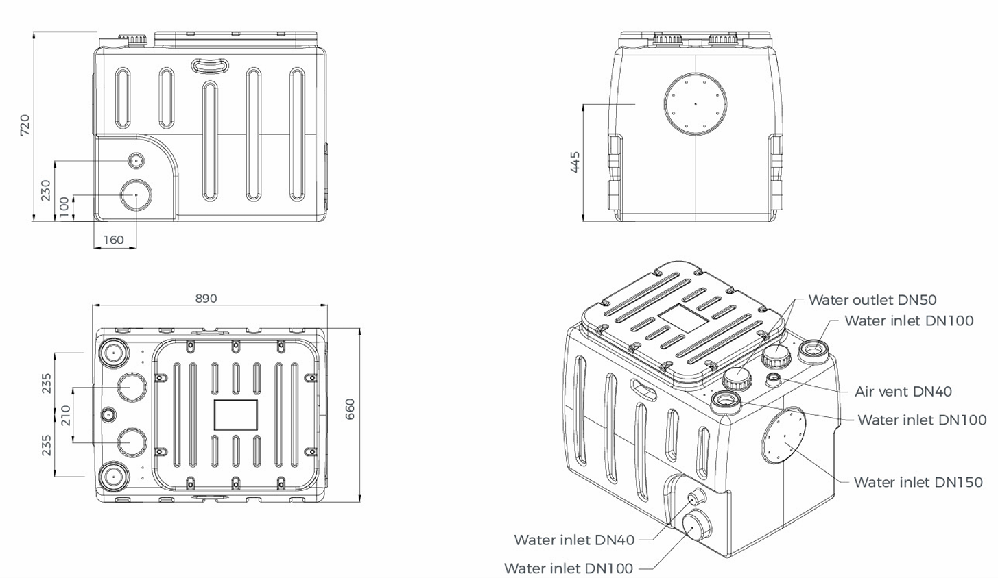 Канализационная насосная станция LEO WTD400-15-15-1.5×2-NPA/QG