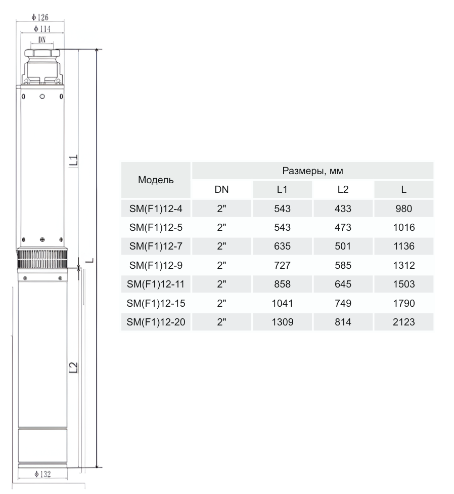 Насос вертикальный многоступенчатый погружной CNP SM(F1)12-29S